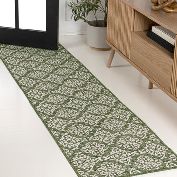 Amora Traditional Mediterranean Tile Design Indoor/Outdoor Area Rug